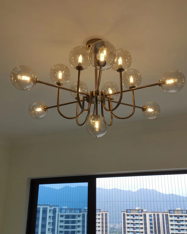 WOMO Glass Globe Brass Arm Chandelier-WM2255 - Image 31
