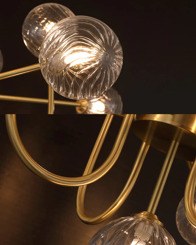 WOMO Glass Globe Brass Arm Chandelier-WM2255 - Image 40