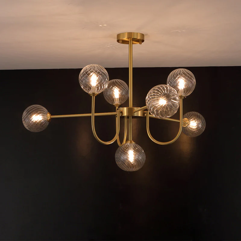 WOMO Glass Globe Brass Arm Chandelier-WM2255 - Image 43