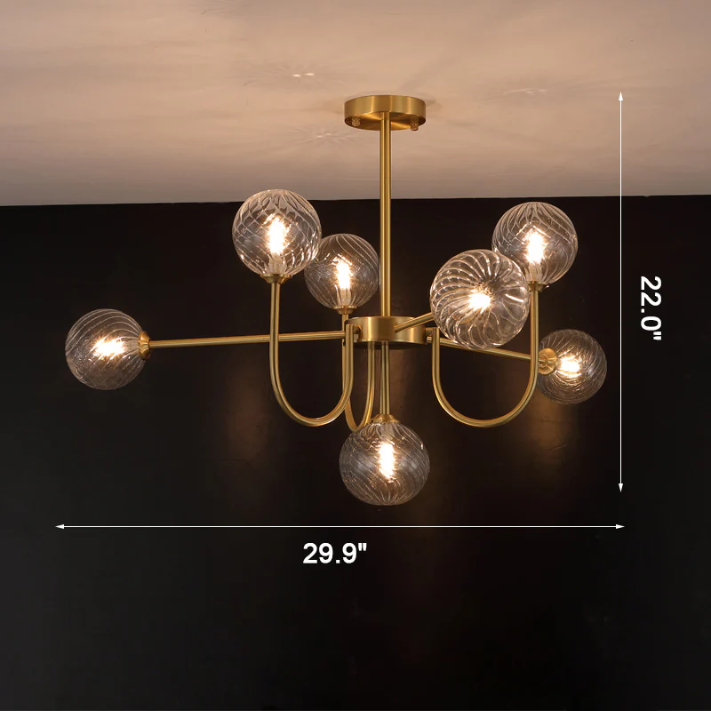 WOMO Glass Globe Brass Arm Chandelier-WM2255 - Image 44