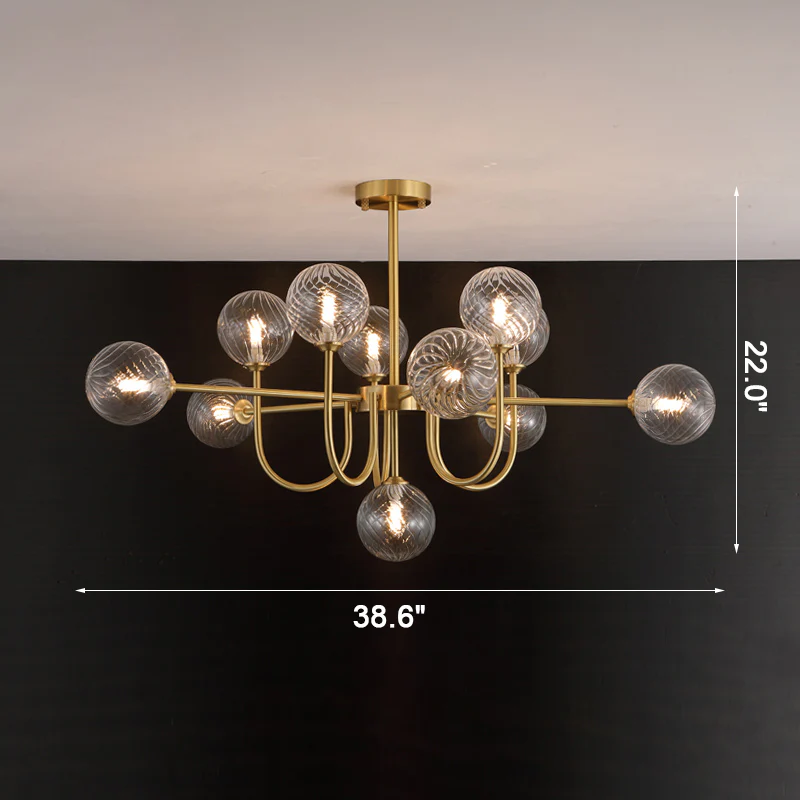 WOMO Glass Globe Brass Arm Chandelier-WM2255 - Image 56