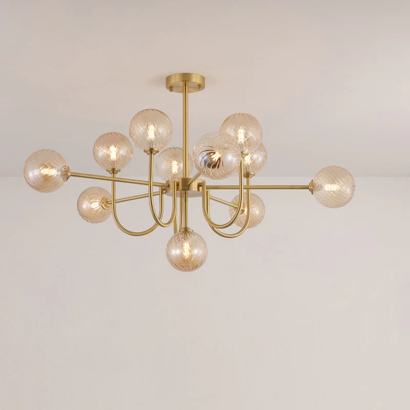 WOMO Glass Globe Brass Arm Chandelier-WM2255 - Image 57
