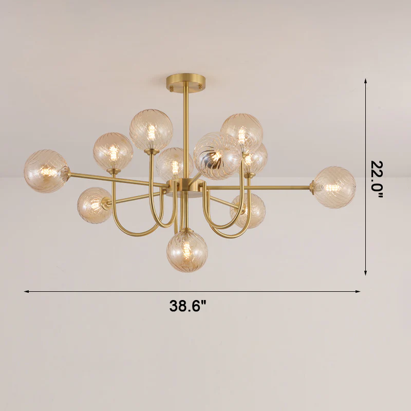 WOMO Glass Globe Brass Arm Chandelier-WM2255 - Image 58