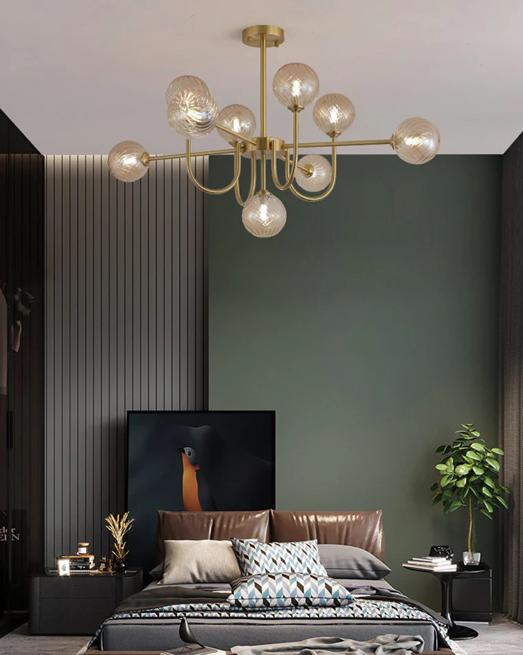 WOMO Glass Globe Brass Arm Chandelier-WM2255 - Image 7
