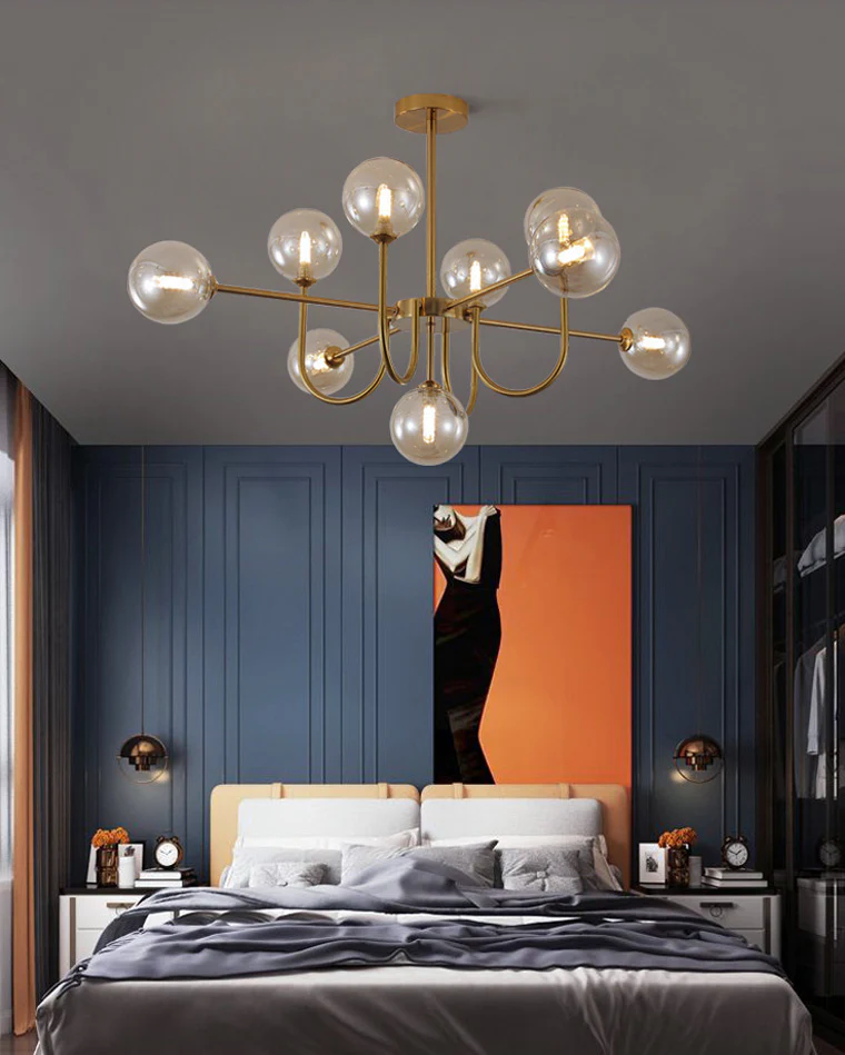 WOMO Glass Globe Brass Arm Chandelier-WM2255 - Image 9