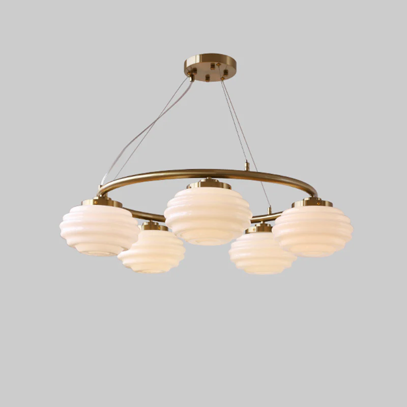 WOMO Fluted Glass Globe Round Chandelier-WM2767 - Image 26