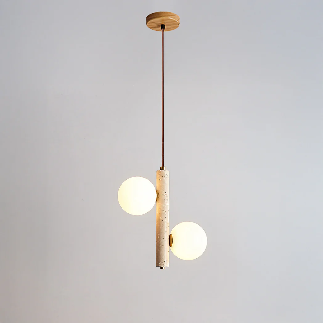 WOMO Glass Globe Travertine Pendant Light-WM3099 - Image 10