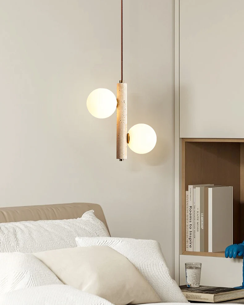 WOMO Glass Globe Travertine Pendant Light-WM3099 - Image 3