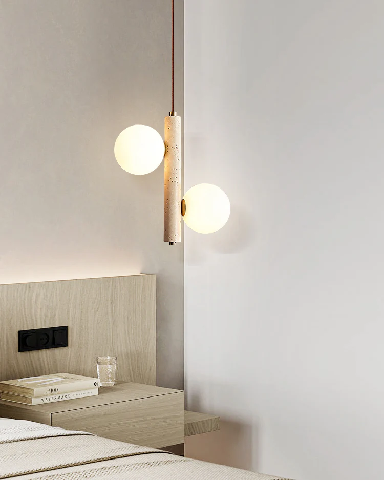 WOMO Glass Globe Travertine Pendant Light-WM3099 - Image 4