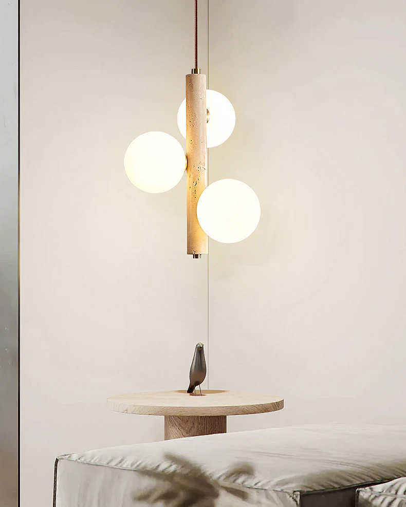 WOMO Glass Globe Travertine Pendant Light-WM3099 - Image 5