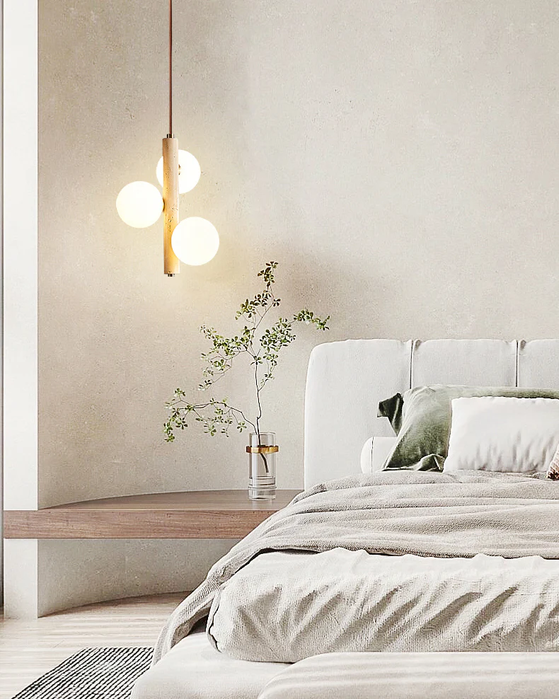 WOMO Glass Globe Travertine Pendant Light-WM3099 - Image 6