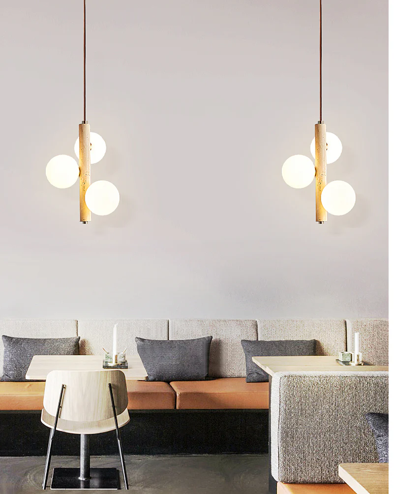 WOMO Glass Globe Travertine Pendant Light-WM3099 - Image 7