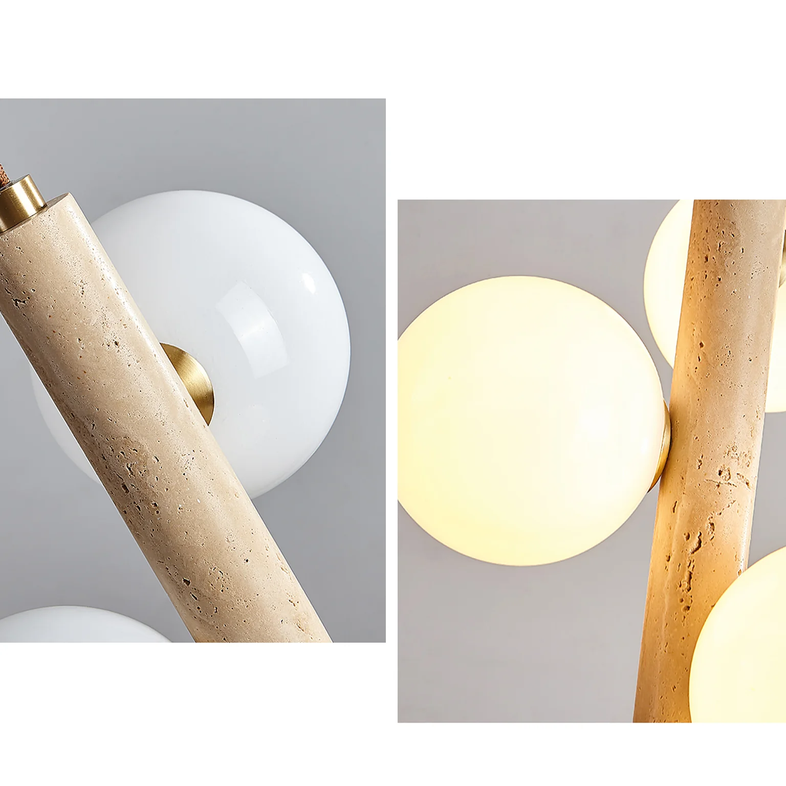 WOMO Glass Globe Travertine Pendant Light-WM3099 - Image 8