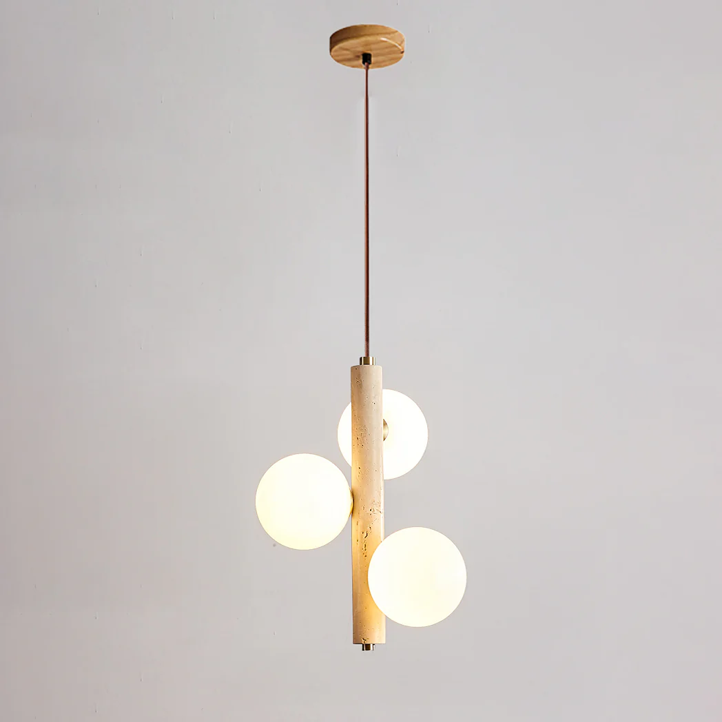 WOMO Glass Globe Travertine Pendant Light-WM3099 - Image 9
