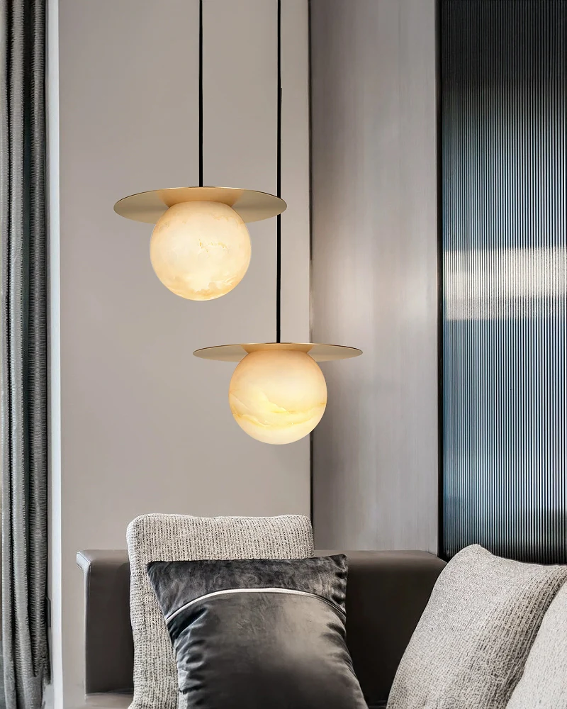 WOMO Disc Globe Alabaster Pendant Light-WM2836 - Image 4