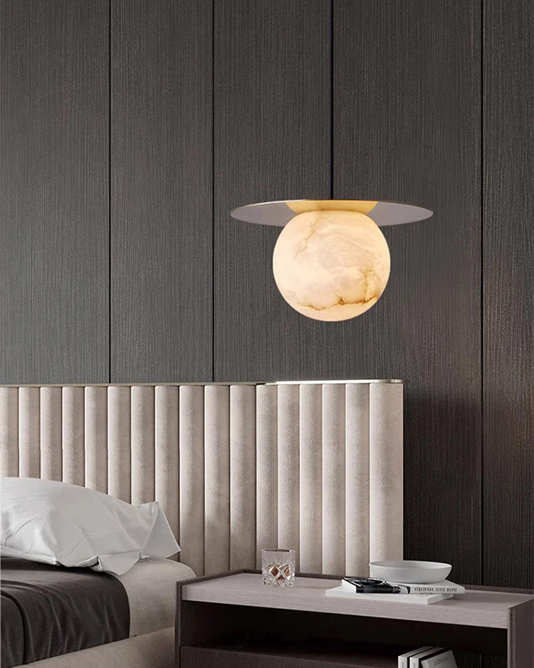 WOMO Disc Globe Alabaster Pendant Light-WM2836 - Image 5