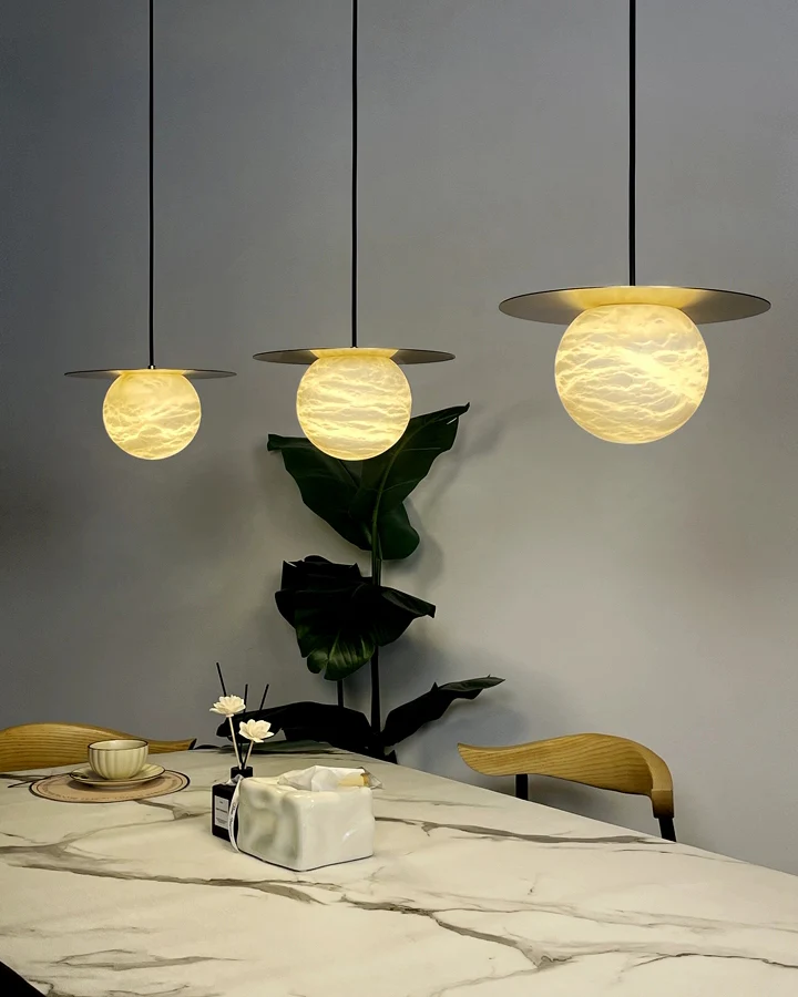 WOMO Disc Globe Alabaster Pendant Light-WM2836 - Image 7