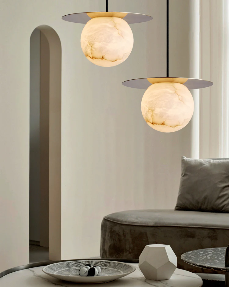 WOMO Disc Globe Alabaster Pendant Light-WM2836 - Image 8
