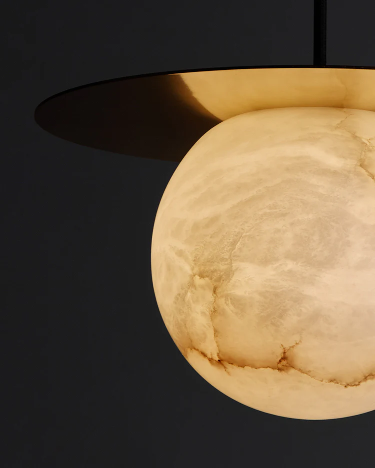 WOMO Disc Globe Alabaster Pendant Light-WM2836 - Image 9
