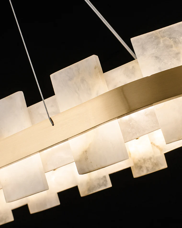 WOMO Gold Alabaster Round Chandelier-WM2394 - Image 11