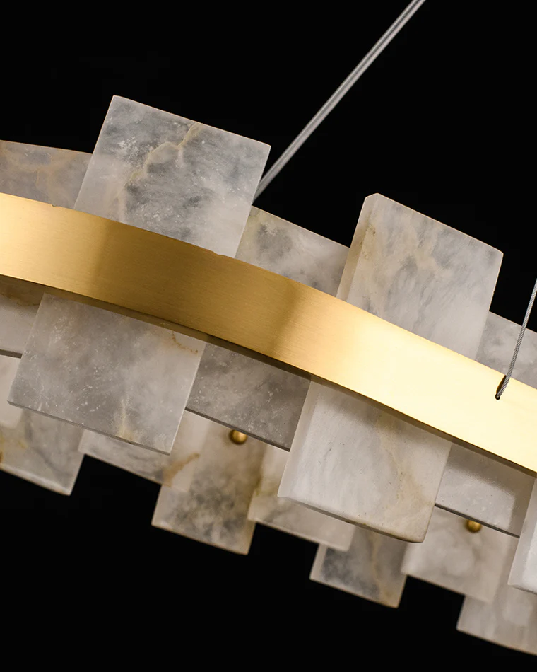 WOMO Gold Alabaster Round Chandelier-WM2394 - Image 12