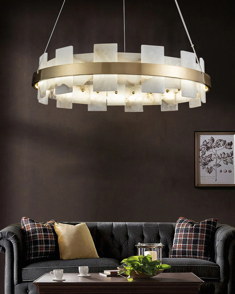 WOMO Gold Alabaster Round Chandelier-WM2394 - Image 13