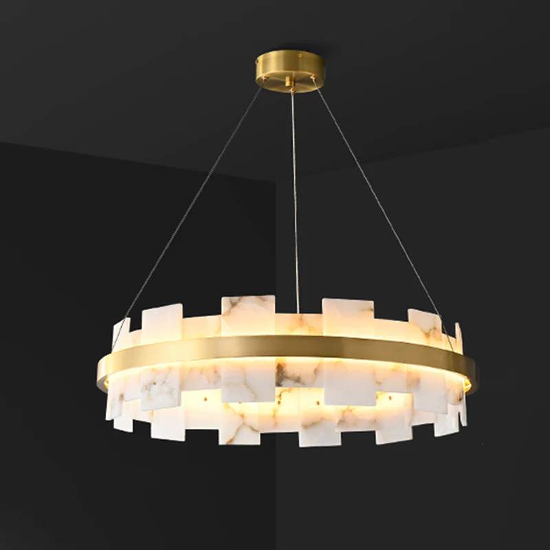 WOMO Gold Alabaster Round Chandelier-WM2394 - Image 14
