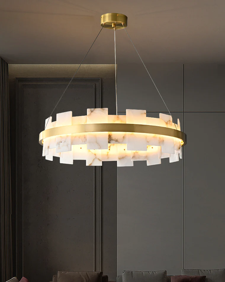 WOMO Gold Alabaster Round Chandelier-WM2394 - Image 3
