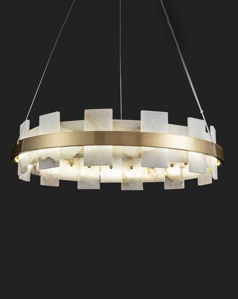 WOMO Gold Alabaster Round Chandelier-WM2394 - Image 8