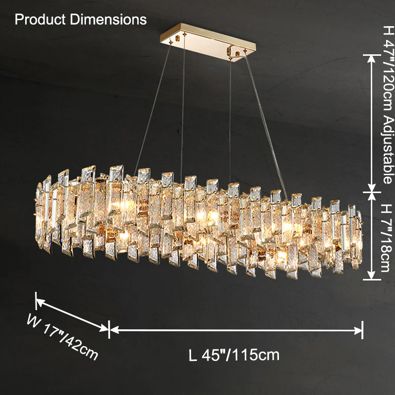 WOMO Gold Crystal Long Oval Chandelier-WM2403 - Image 11