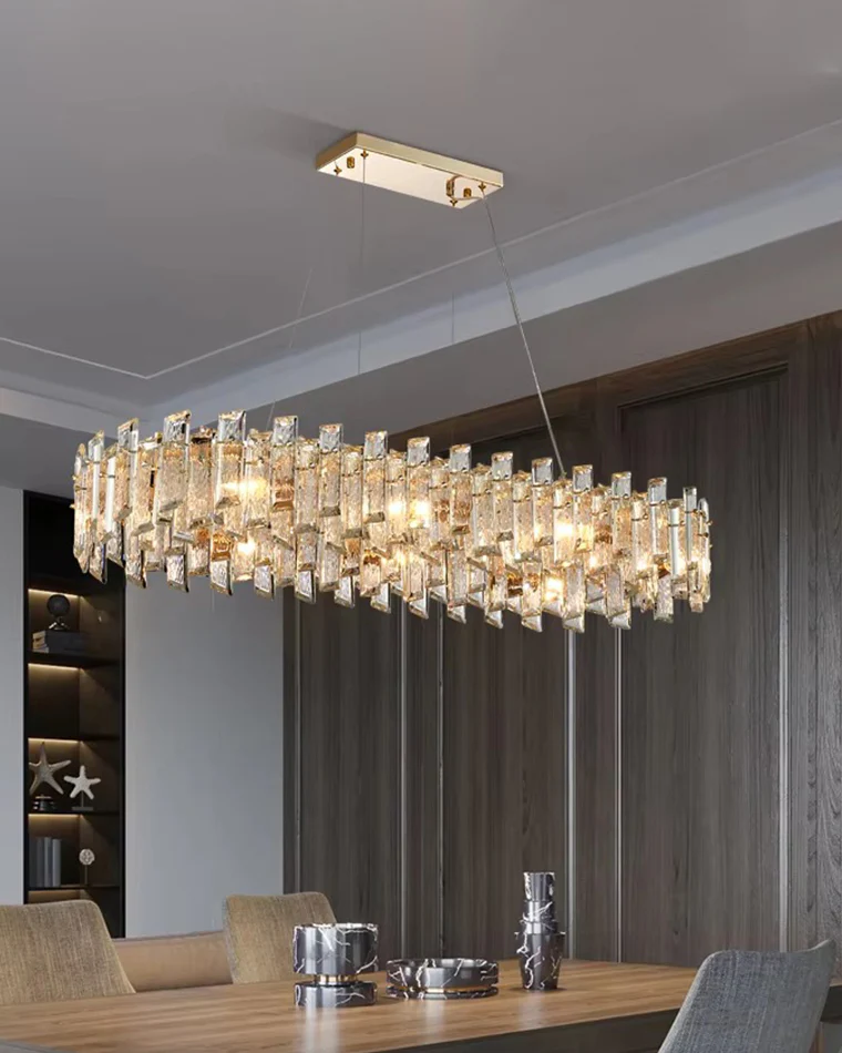 WOMO Gold Crystal Long Oval Chandelier-WM2403 - Image 2