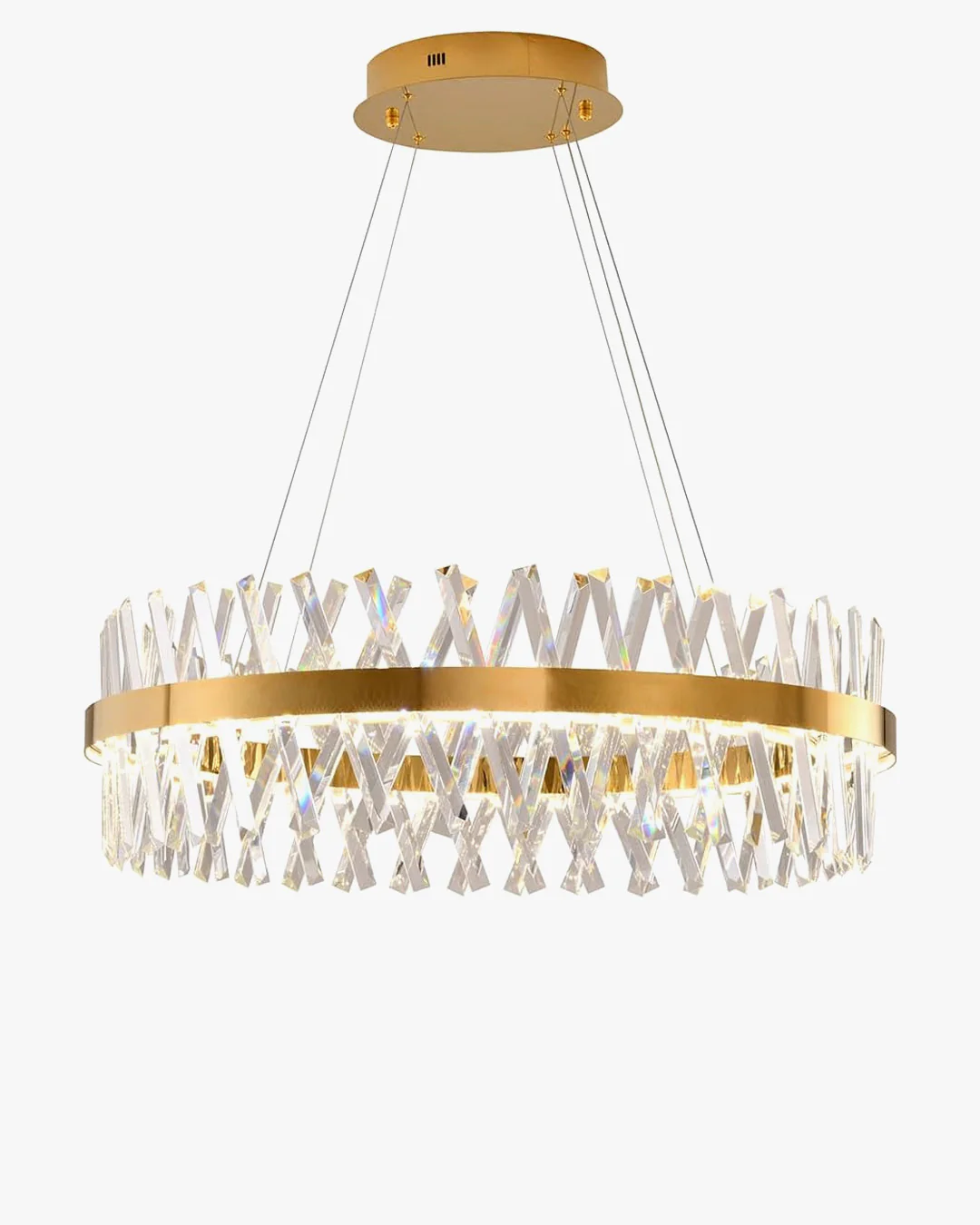 WOMO Gold Crystal Prism Round Chandelier-WM2359