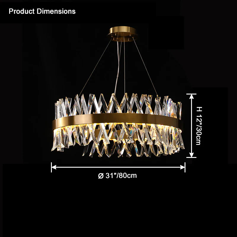 WOMO Gold Crystal Prism Round Chandelier-WM2359 - Image 10
