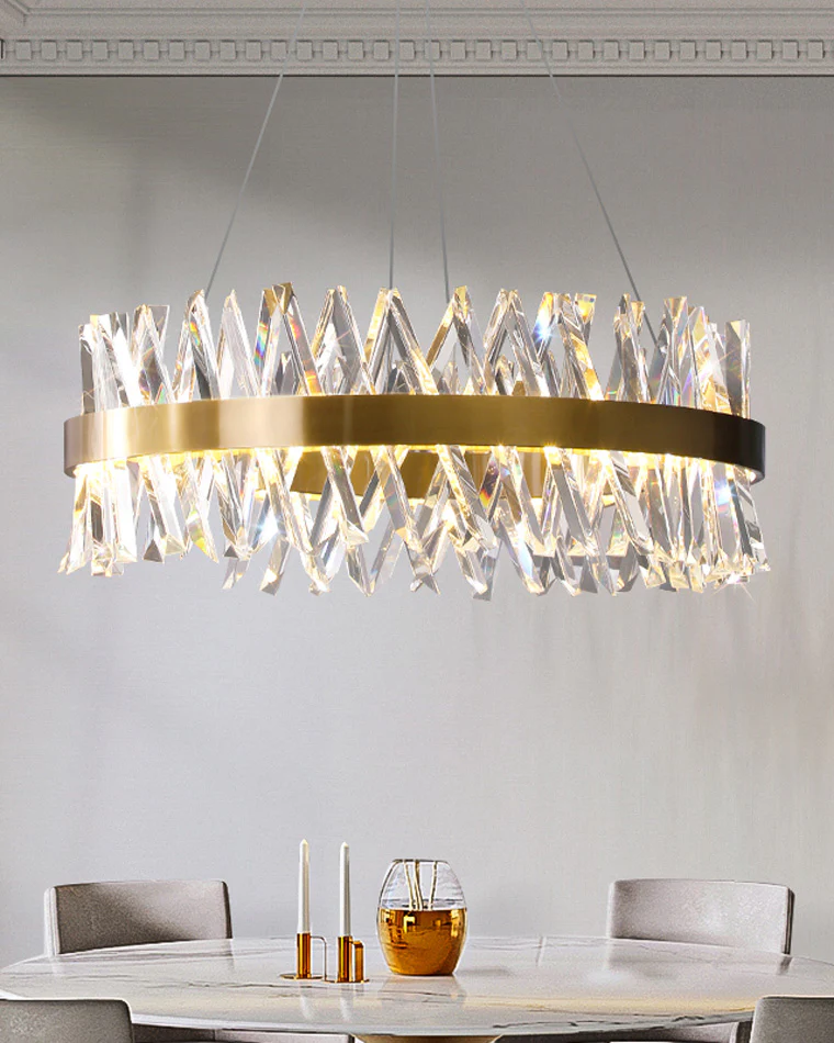 WOMO Gold Crystal Prism Round Chandelier-WM2359 - Image 2