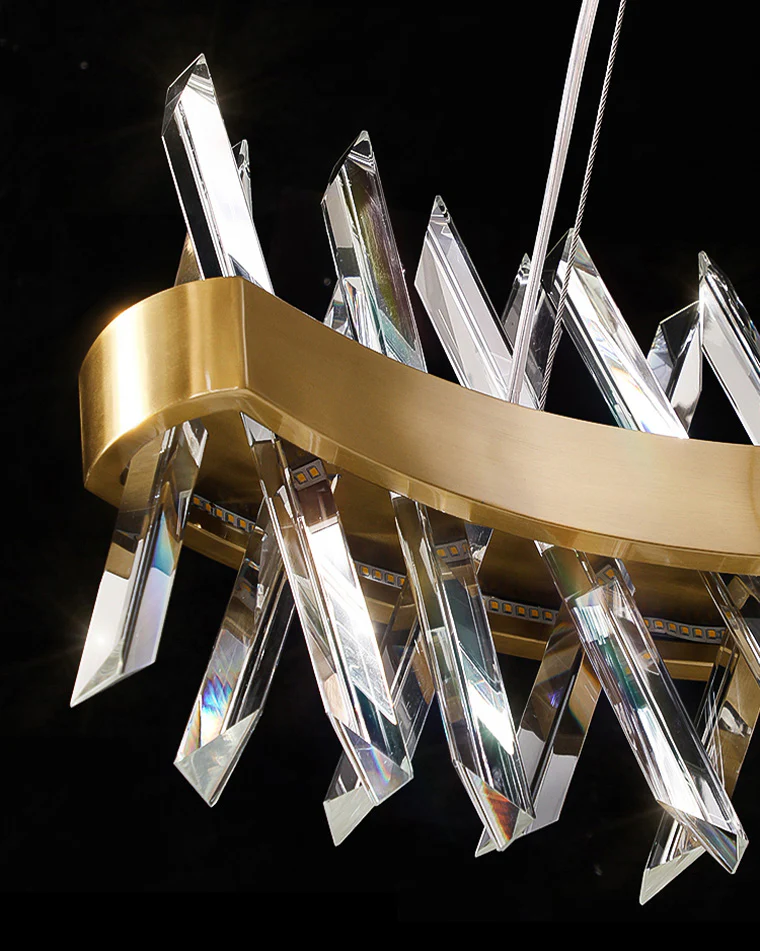 WOMO Gold Crystal Prism Round Chandelier-WM2359 - Image 3