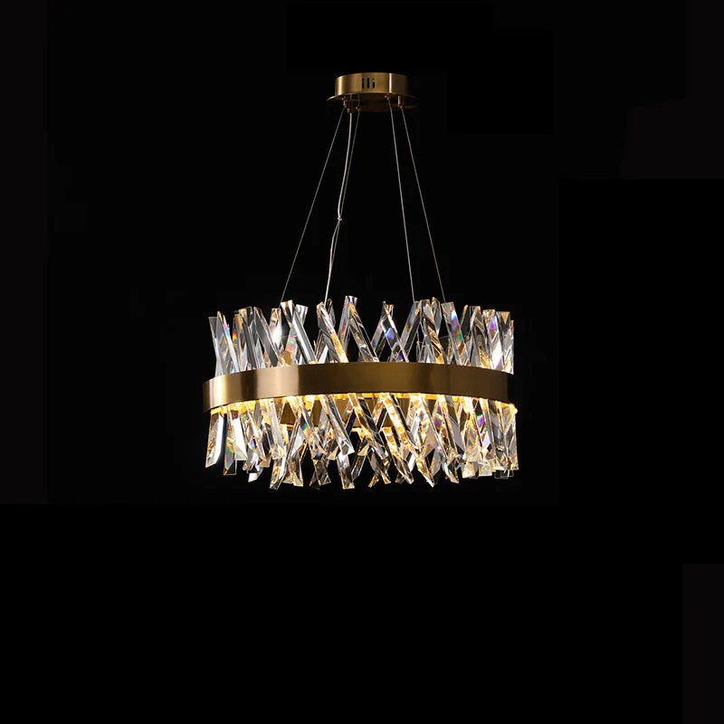 WOMO Gold Crystal Prism Round Chandelier-WM2359 - Image 7