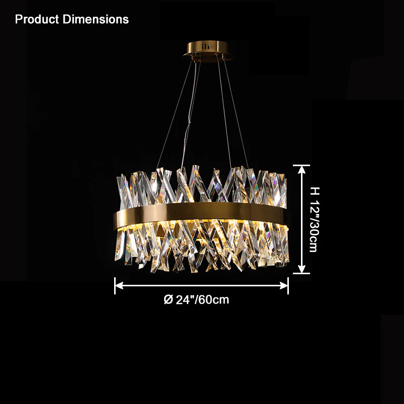 WOMO Gold Crystal Prism Round Chandelier-WM2359 - Image 8