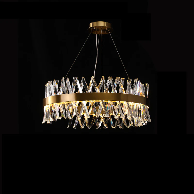 WOMO Gold Crystal Prism Round Chandelier-WM2359 - Image 9