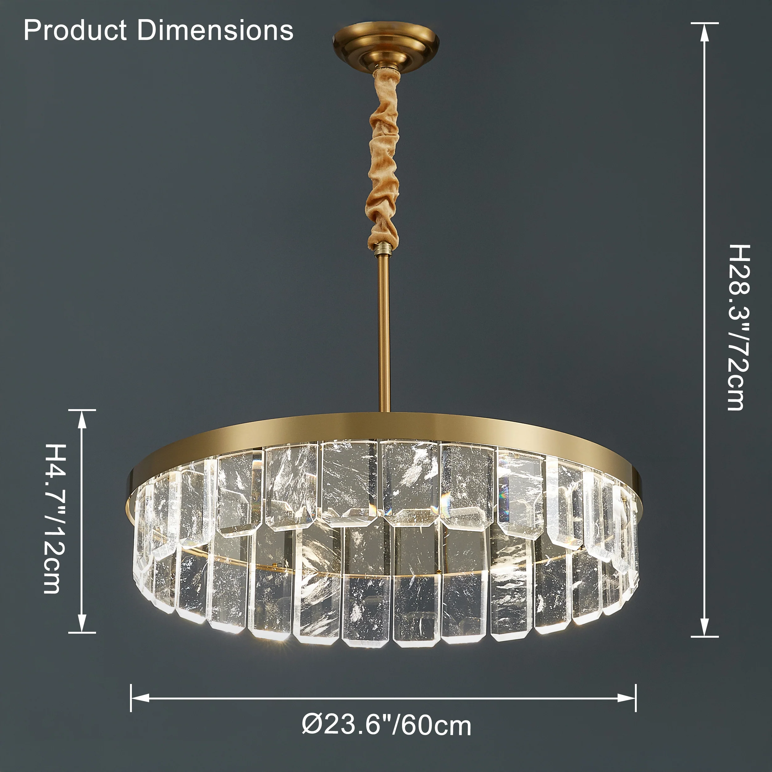 WOMO Gold Crystal Round Chandelier-WM2538 - Image 15