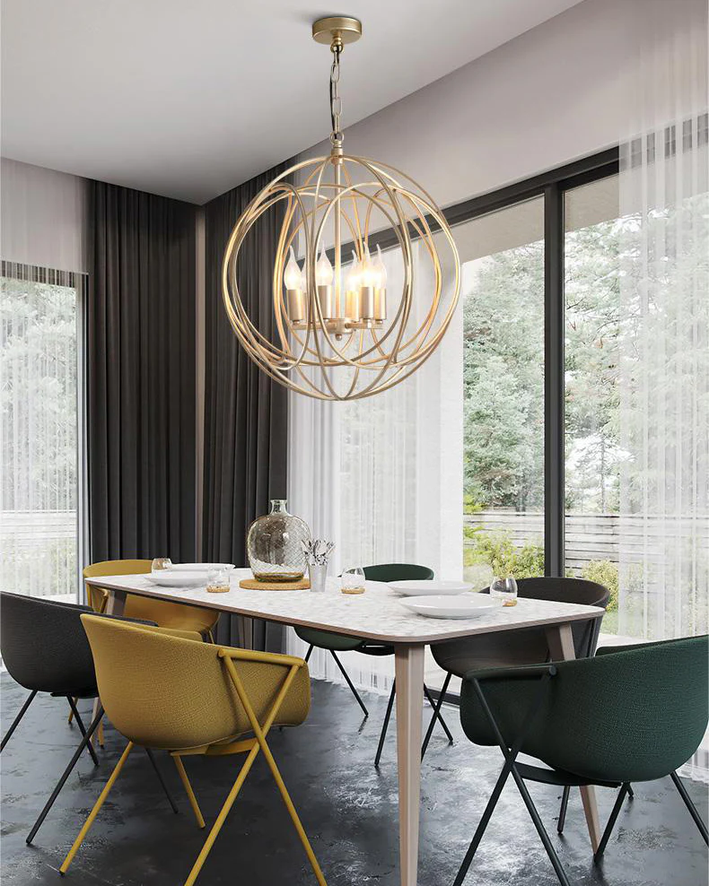 WOMO Gold Orb Cage Chandelier-WM2593 - Image 3