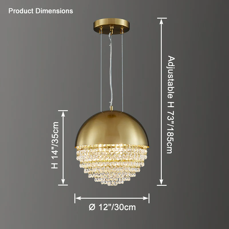 WOMO Gold Globe Crystal Pendant Light-WM2632 - Image 13