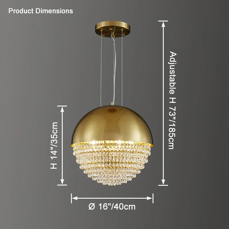 WOMO Gold Globe Crystal Pendant Light-WM2632 - Image 15