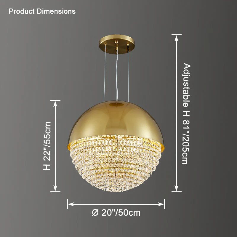 WOMO Gold Globe Crystal Pendant Light-WM2632 - Image 17