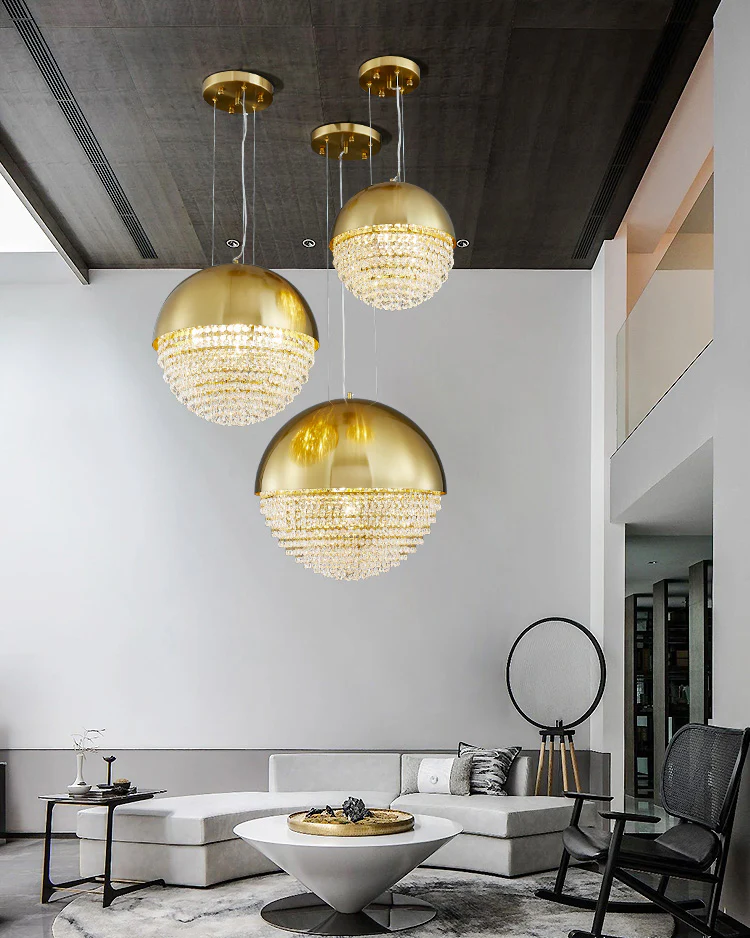 WOMO Gold Globe Crystal Pendant Light-WM2632 - Image 3