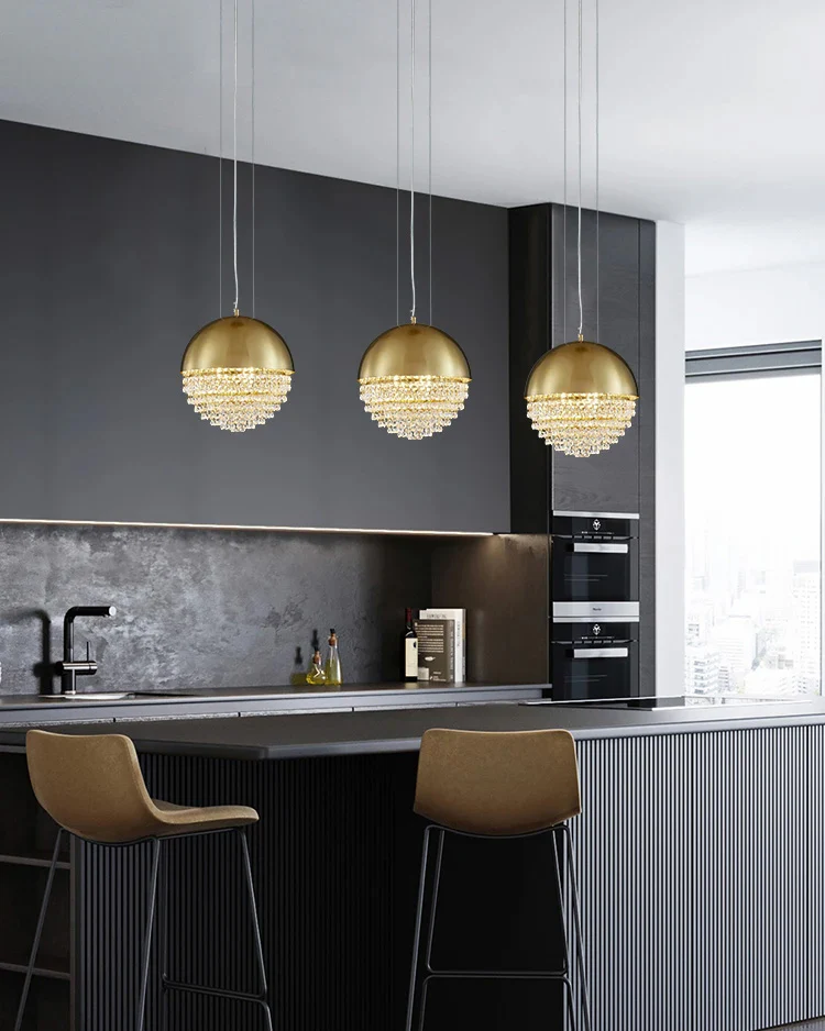WOMO Gold Globe Crystal Pendant Light-WM2632 - Image 4