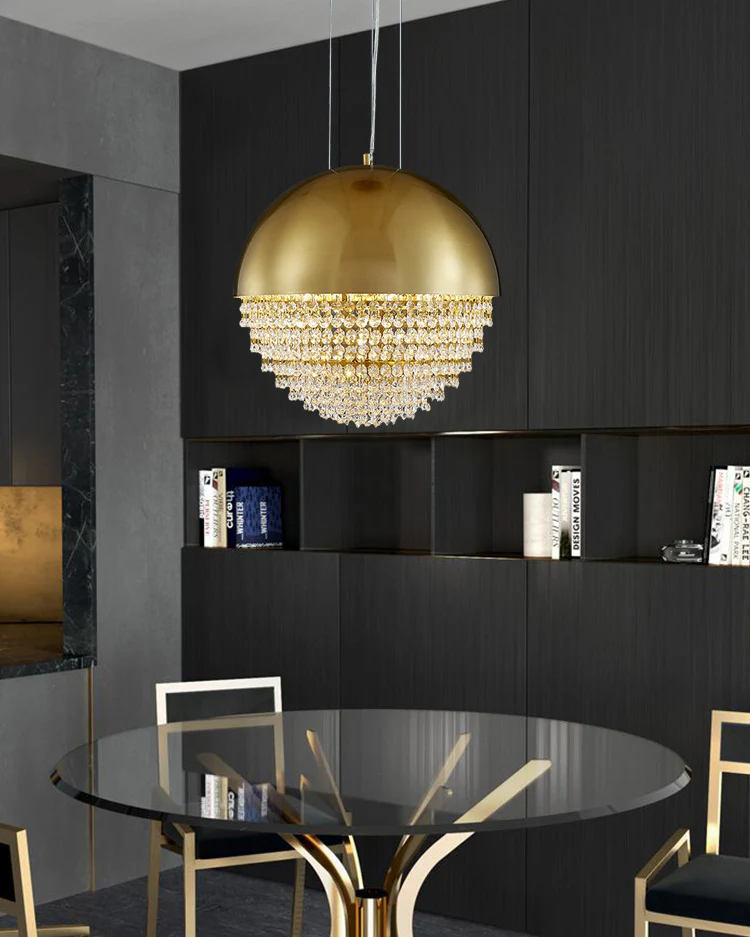 WOMO Gold Globe Crystal Pendant Light-WM2632 - Image 5