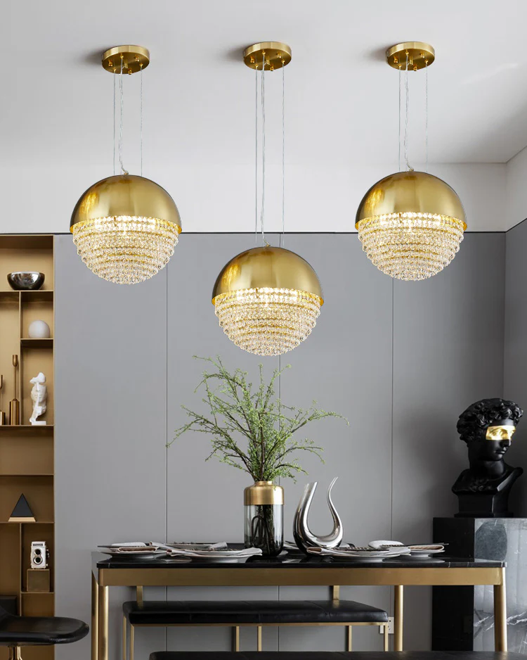 WOMO Gold Globe Crystal Pendant Light-WM2632 - Image 6