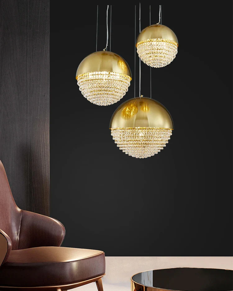 WOMO Gold Globe Crystal Pendant Light-WM2632 - Image 8