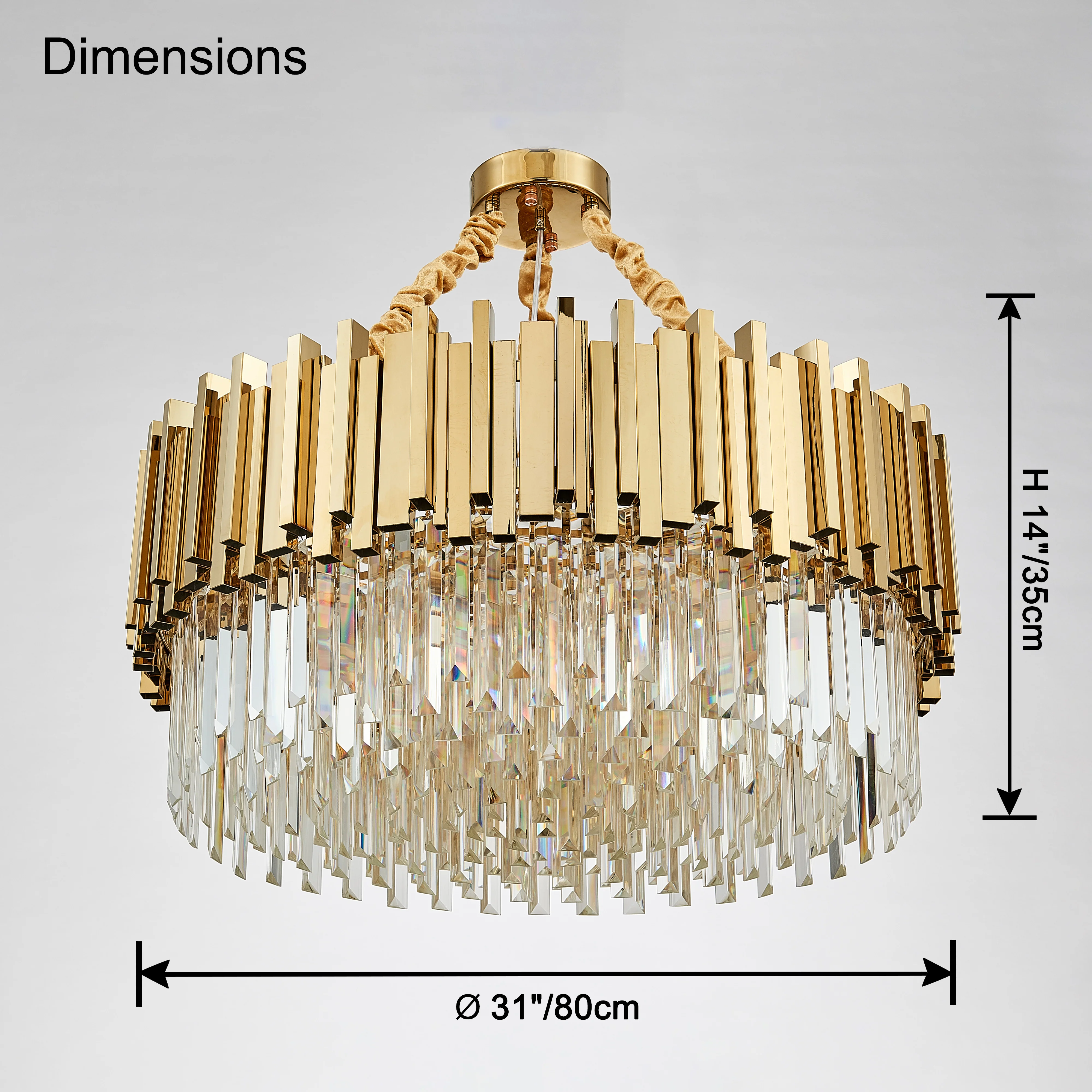 WOMO Gold Round Crystal Prism Chandelier-WM2185a - Image 16