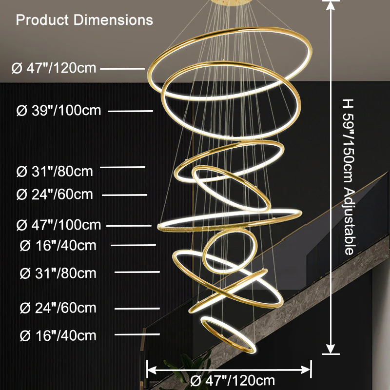 WOMO Gold Tiered Circular Chandelier-WM2758 - Image 30